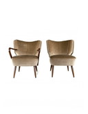 2 fauteuils cocktail vintage en velours des années 60