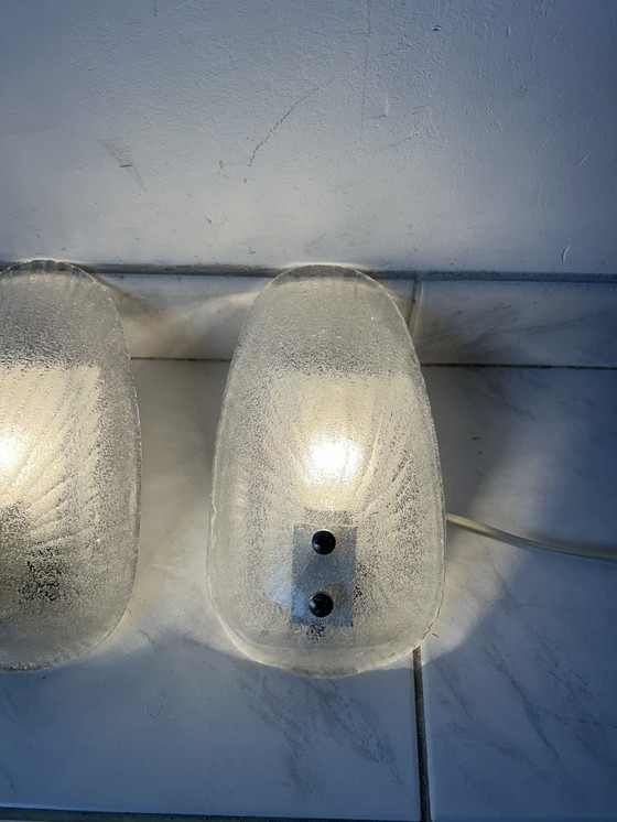 Image 1 of 2x vintage glass wall lamp shell Laguna Light