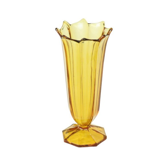 Image 1 of Vaso Art Déco in vetro pressato ambra
