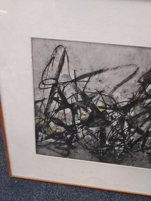 Abstracte compositie door Jan de Leeuw 20-01-1966 gesigneerd 