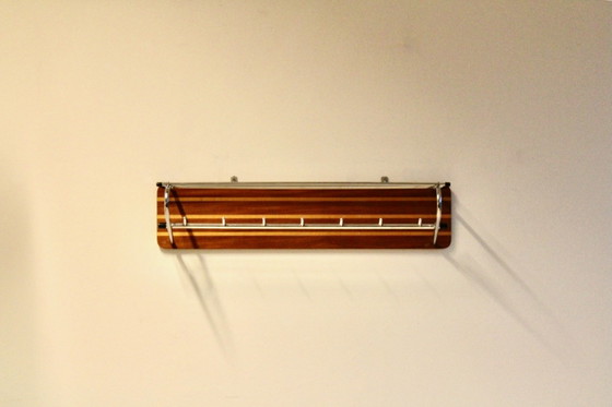 Houten en Chromen Nederlandse Wandkapstok, Kapstokken (foto 2 van 6)
