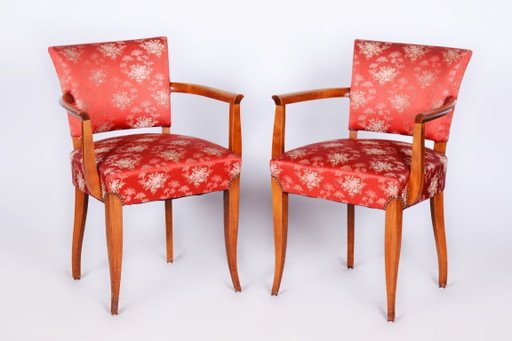 Zwei restaurierte Art-Deco-Sessel von Jules Leleu, Beech, Frankreich, 1930er Jahre – fauteuils, Textile, Wood