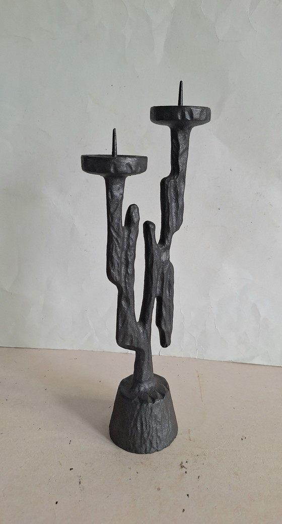 Image 1 of Candeliere in ghisa a due bracci Horst Dalbeck, Brutalist 1960-1969