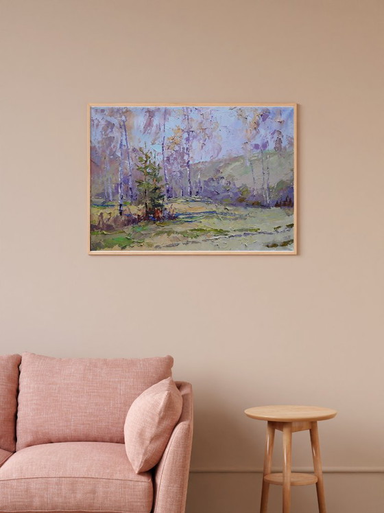 Origineel olieverfschilderij Natuurlandschap Lentebos – Schilderijen & Tekeningen, Canvas (photo 3 of 8)