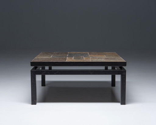 Table basse avec plateau en pierre naturelle, Pays-Bas, 1970