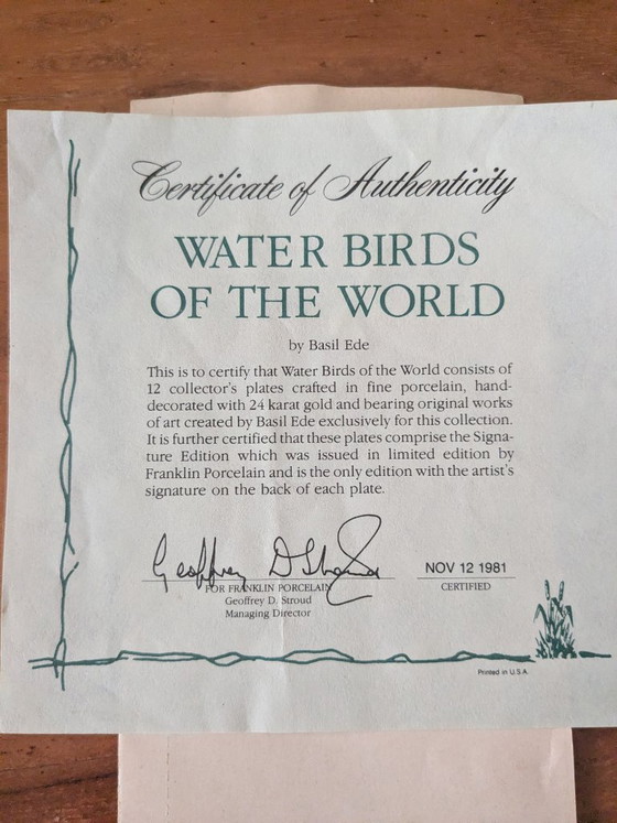 Image 1 of Basil Ede Oiseaux d'eau du monde, ensemble de 12 pièces avec système de suspension