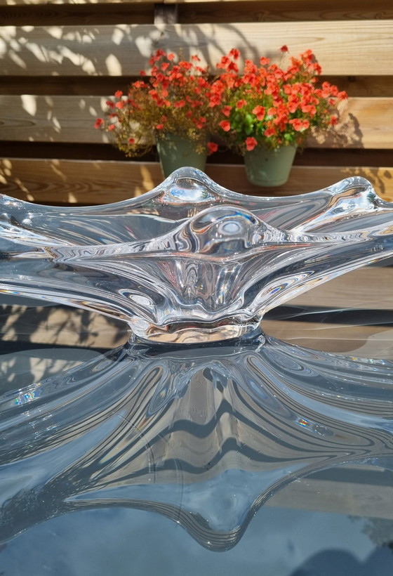 Image 1 of Art Vannes designer Pierre d'Avesn vintage signed French crystal bowl, 1960s