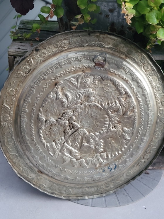 Assiette murale persane, fabrication artisanale Ghalamzani, 38 cm / 1 kg – Décorations murales, Copper (photo 5 of 11)