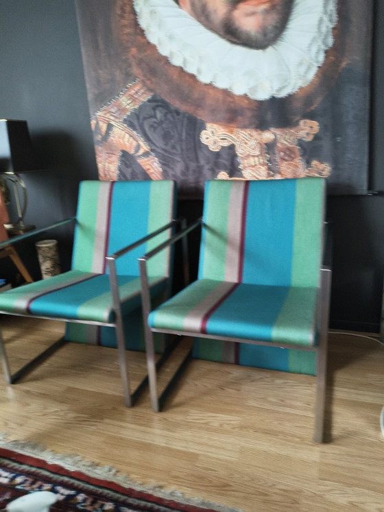 Lot de 2 Fauteuils Arco 'Frame' Originaux – Burkhard Vogtherr (Bon État) – rvs, Textile (photo 2 of 10)