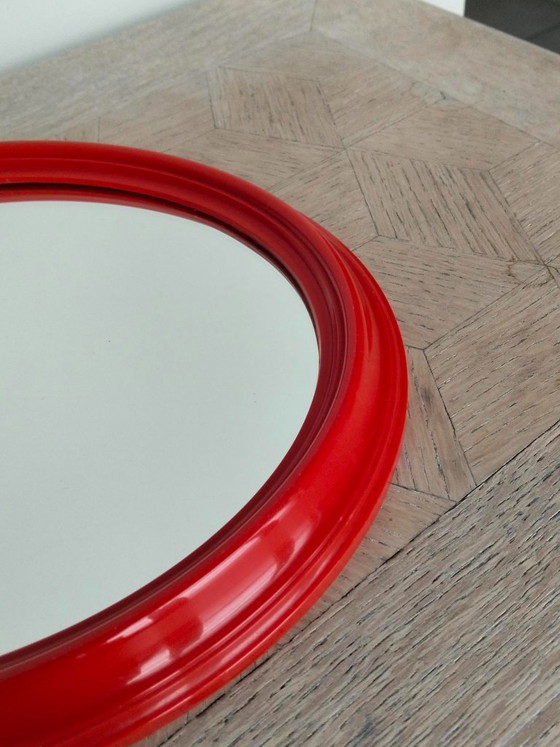 Specchio vintage Space Age, Vetro, MDF, Rosso (foto 6 di 6)