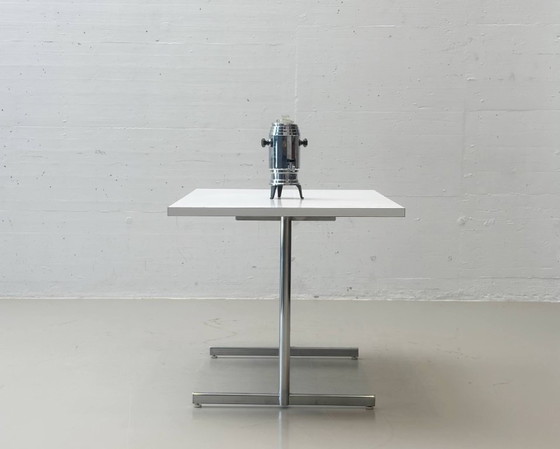 Tavolo da lavoro con struttura in acciaio cromato, anni '80/'90 – Scrivanie, Wood, Chrome (photo 6 of 7)