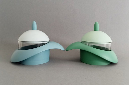 Pareja de parmesanos/azucareros Pino Spagnolo space age/pop-art designer 1970's Biesse Italia