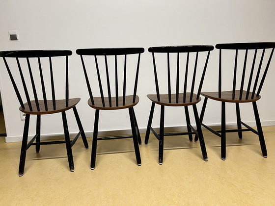 Image 1 of Set originale di 4 sedie da pranzo vintage in legno di teak Tapiovaara