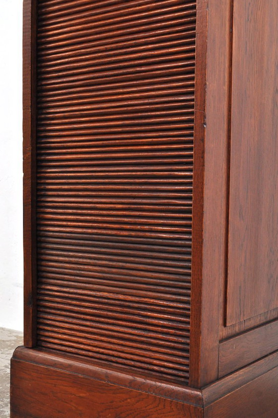 Image 1 of Antieke eiken roldeurkast / archiefkast, 1890s