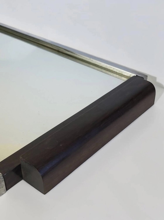 Art Deco mirror plateau in chrome metal and Macassar wood. – Table accessories (photo 8 of 10)