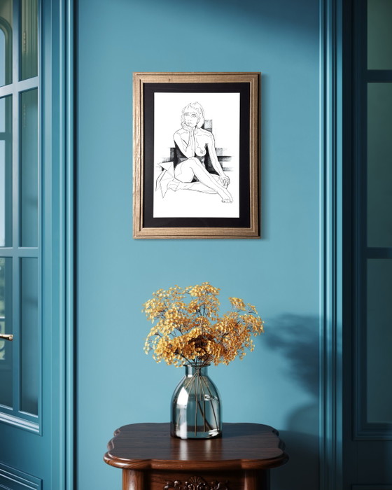 Eugène Eechaut (1928-2019) - Framed Art Work, Ink, 1980s – Paintings & Drawings, Glass, Paper (photo 3 of 15)