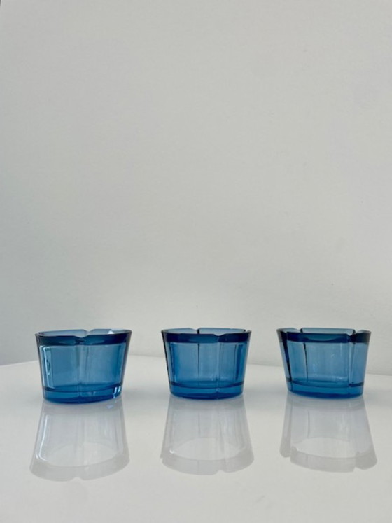 Image 1 of 3x Rosendahl Kerzenhalter im dänischen Design, blaues Glas