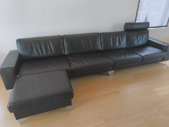 Image 1 of Zwart lederen salon van Ewald Schillig