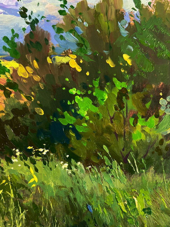 Original Oil Painting Nature Summer Landscape A Walk through Cloudy Nature, Paintings & Drawings, Wood, Other (photo 9 of 10)