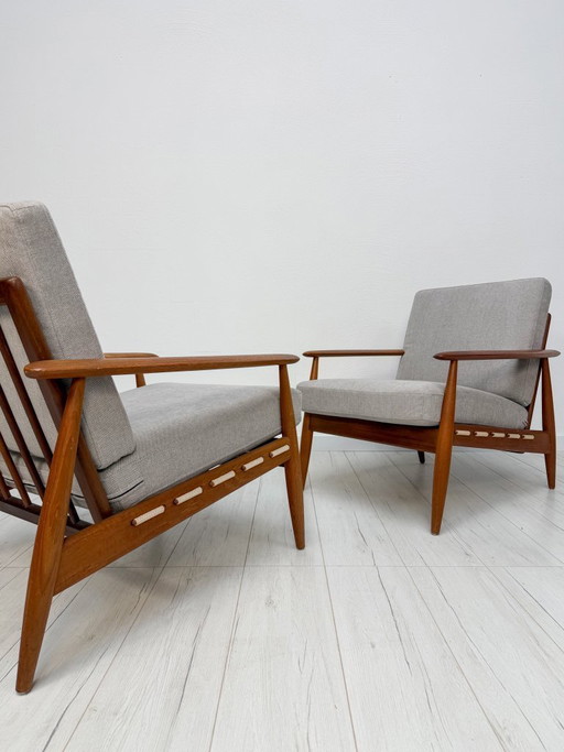 1/2 Poltrona danese in teak anni '60 – Poltrona lounge di metà secolo con rivestimento nuovo