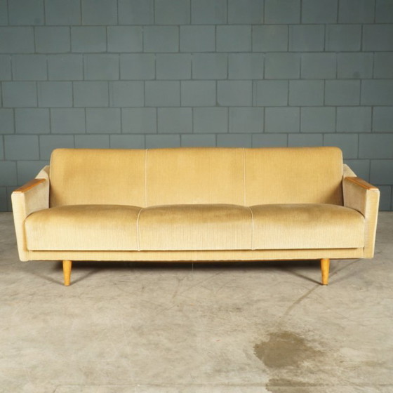 Image 1 of Vintage sofa/slaapbank - velours - jaren 60