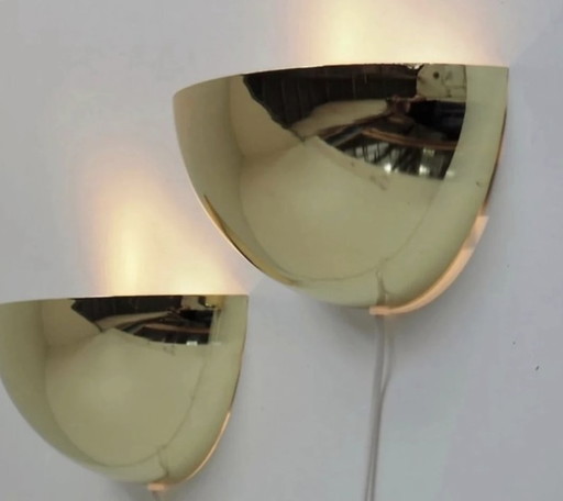 Paire d’Appliques Murales Dorées – Design Danois par Hagro – Années 70