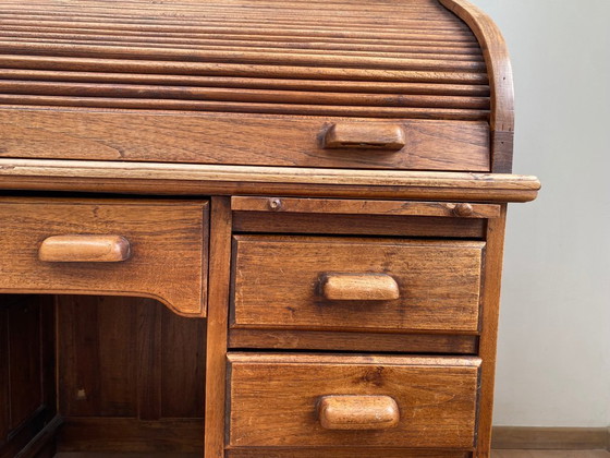Image 1 of Roll top/tambour bureau in massief eik (1900-1930)