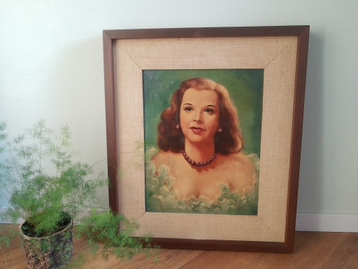 Unique 1952 vintage pin-up oil painting, great vibe!