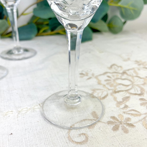 4 Vintage geslepen kristallen waterglazen – Cristallerie de Lorraine Lemberg met origineel etiket (photo 4 of 6)