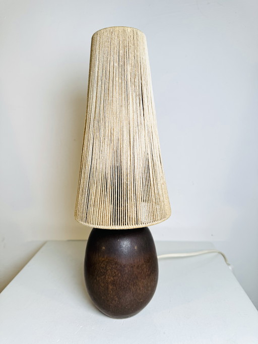 TISCHLAMPE AUS KERAMIK UND SISAL VON AGNE ARONSSON, SCHWEDEN, 1960er Jahre