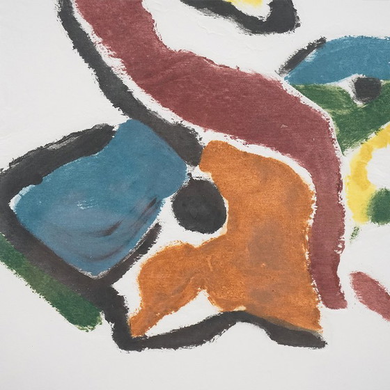 Image 1 of Ansgar Elde, monotype gravure en houtsnede van een monotype voor Il Bostrico, jaren 1990