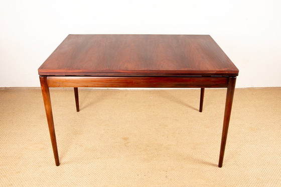 Image 1 of Tavolo da pranzo danese allungabile in palissandro e ottone di Poul Volther per Frem Møbelfabrik 1960.