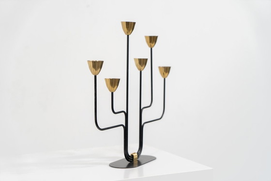 Image 1 of Candelabra in brass and metal by Gunnar Ander for Ystad-Metal (Sweden, 1950s).
