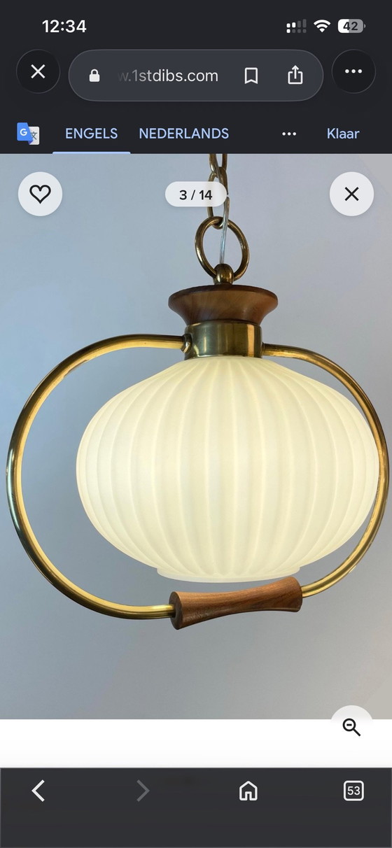 Suspension Mid-Century Moderne par Massive, Belgique, Années 60, Verre, Or, Doré (photo 3 sur 11)