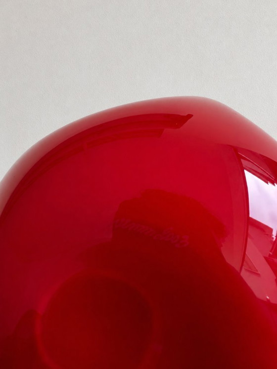 Image 1 of Grand vase Venini "Fazzoletto" en verre de Murano par Bianconi - Rosso Lattimo (2003)