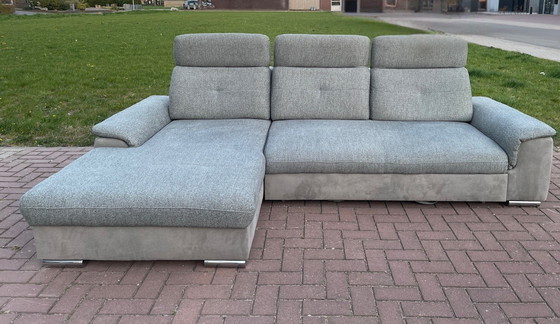 Image 1 of Modern Fabric Corner Sofa with Sleeping Function