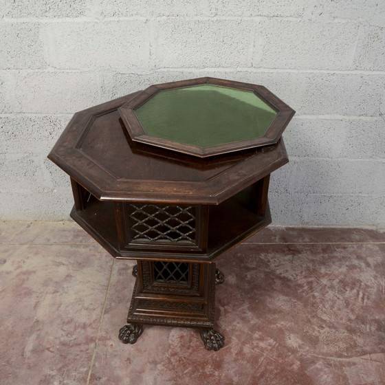 Late 19th Century Maggini Revolving Occasional Table with Removable Glass Top, Coffee tables, Wood, Brown (photo 12 of 20)