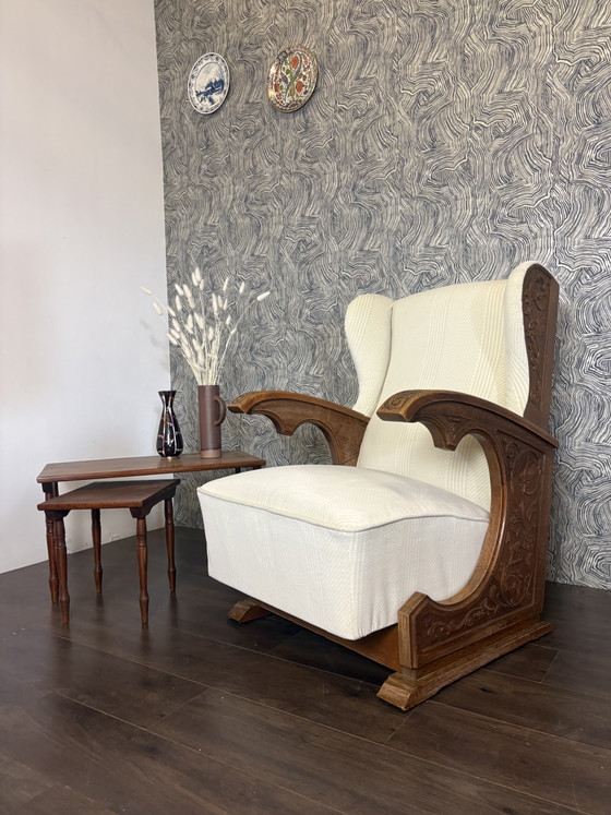 Poltrona Classica, Poltrona a Orecchioni Vintage – Poltrone, Textile, Wood (photo 6 of 6)