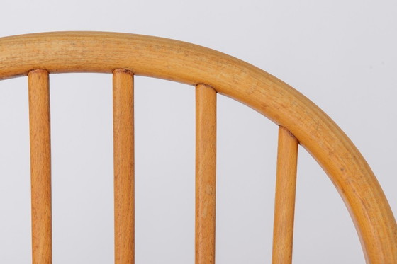 Image 1 of Desk Chair 1960s Germany, Vintage Beech Wood Office Chair, Restored Light Blue Upholstery, Mid Century