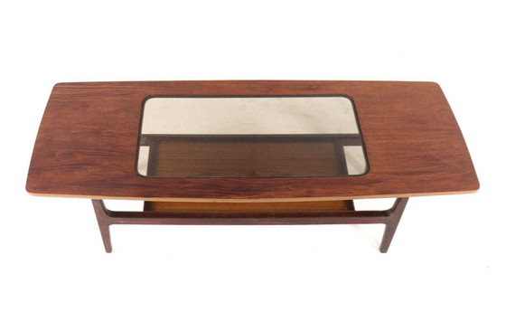 Image 1 of Vintage coffee table with glass and magazine rack 'Bristol'