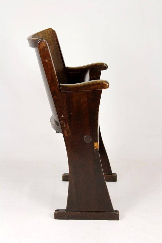 Image 1 of Fauteuil de cinéma vintage TON (Thonet), tchèque des années 1940, siège de théâtre en bois