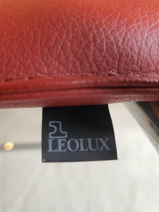 Image 1 of 2 chaises de salle à manger Leolux Freyer en cuir rouge