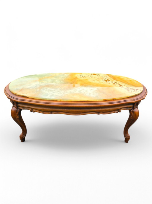 Vintage Couchtisch Kirschbaum Mit Marmorplatte