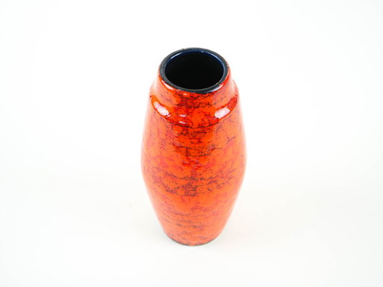 Vaso in ceramica, design tedesco, anni '60, prodotto nella Germania Ovest, Vasi, Arancione (foto 5 di 9)