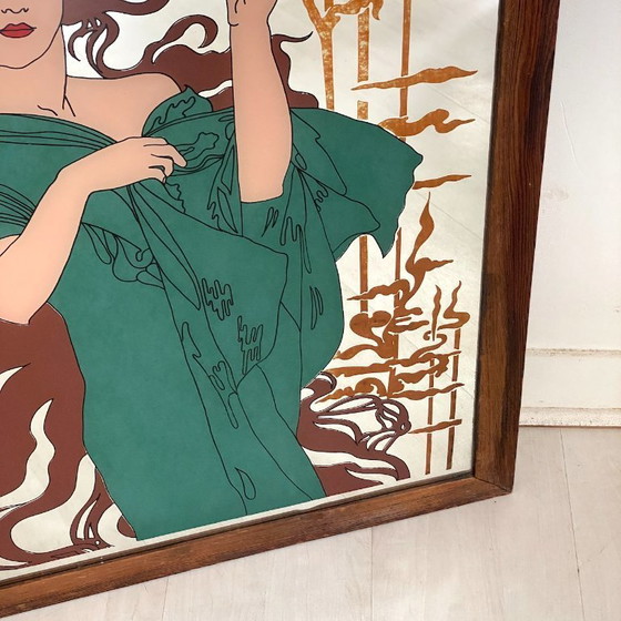Image 1 of Absinth Robette Jugendstil Werbung Bemalter Spiegel