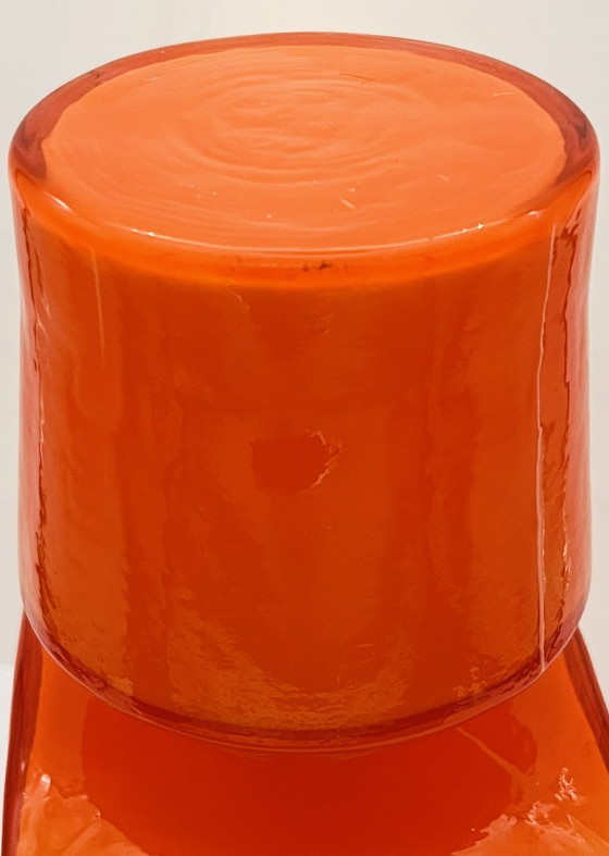 Image 1 of Retro Fans - Vaas - Jaren 60 - Fel Oranje -Fåglavik Glasbruk -Zweden