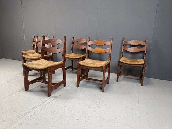 Image 1 of Vintage Oak And Wicker Dining Chairs, 1960S