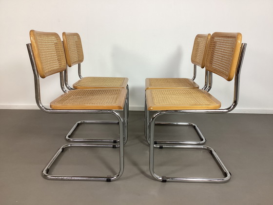 Image 1 of 4 x Marcel Breuer Cesca stoelen rotan seventies 