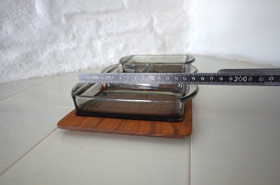Set da portata in legno e vetro fumé, Accessori da tavola, Marrone, Vintage (foto 11 di 15)