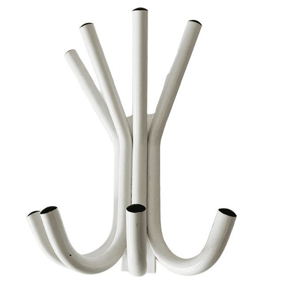 Image 1 of Vintage wall coat rack steel white black 1980s